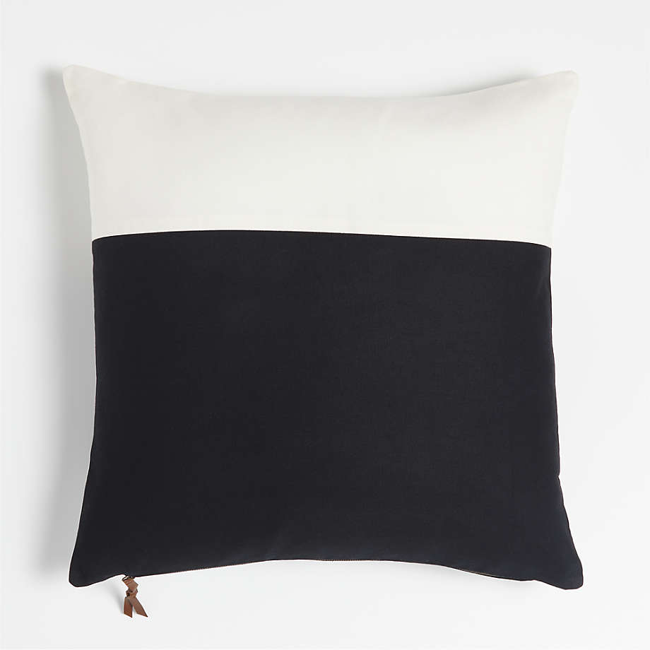 Shinola Mackinac 23"x23" Black and White Outdoor Pillow + Reviews | Crate & Barrel