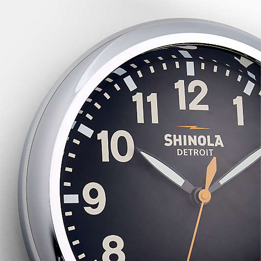 Shinola Runwell Chrome & Black Wall Clock