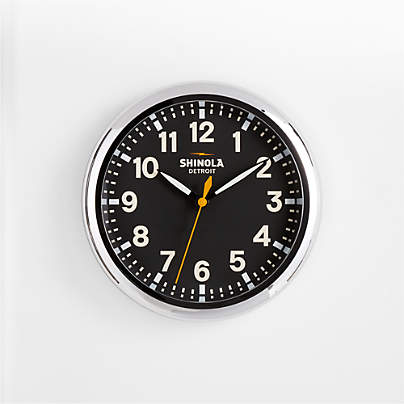 Shinola Runwell Chrome & Black Wall Clock