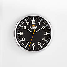 Shinola Runwell Chrome & Black Wall Clock + Reviews | Crate & Barrel