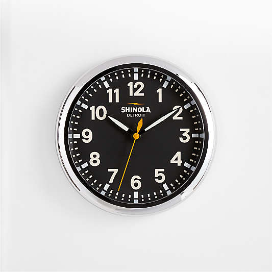 Shinola Runwell Chrome & Black Wall Clock