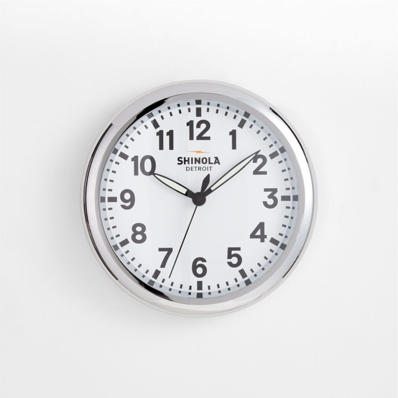 Shinola Runwell Chrome & White Wall Clock - image 0 of 4