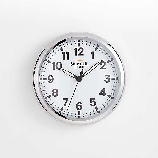 Shinola Runwell Chrome & White Wall Clock