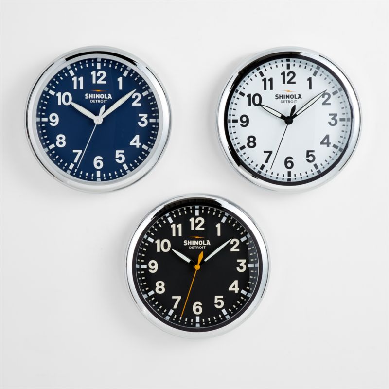 Shinola Runwell Chrome & White Wall Clock - image 1 of 4