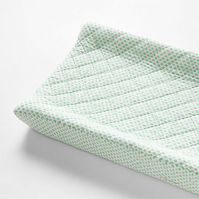 View Shome Organic Patterned Green Baby Changing Pad Cover by John Robshaw details