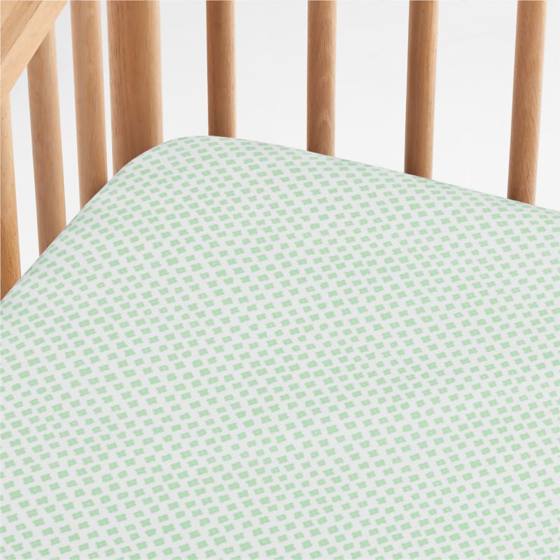 Shome Organic Patterned Green Baby Crib Fitted Sheet by John Robshaw Crate Kids