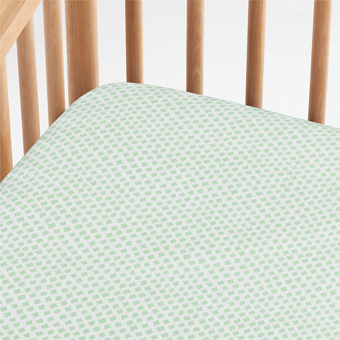 Shome Organic Patterned Green Baby Crib Fitted Sheet by John