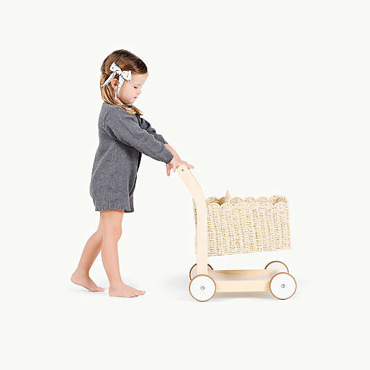 Gathre Toddler Wooden and Wicker Shopping Cart Toy