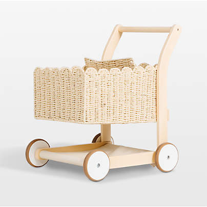 Gathre Toddler Wooden and Wicker Shopping Cart Toy