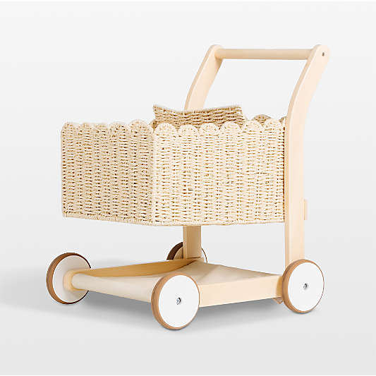 Gathre Toddler Wooden and Wicker Shopping Cart Toy