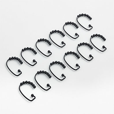 View Black Shower Curtain Rings, Set of 12 details