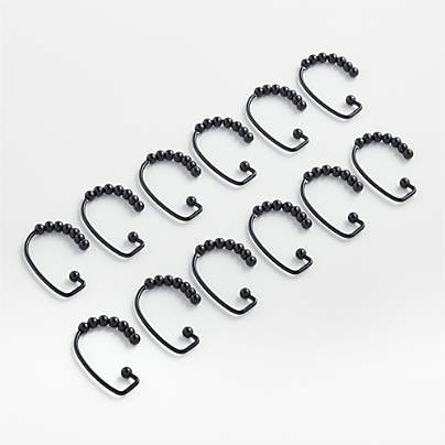 Black Shower Curtain Rings, Set of 12