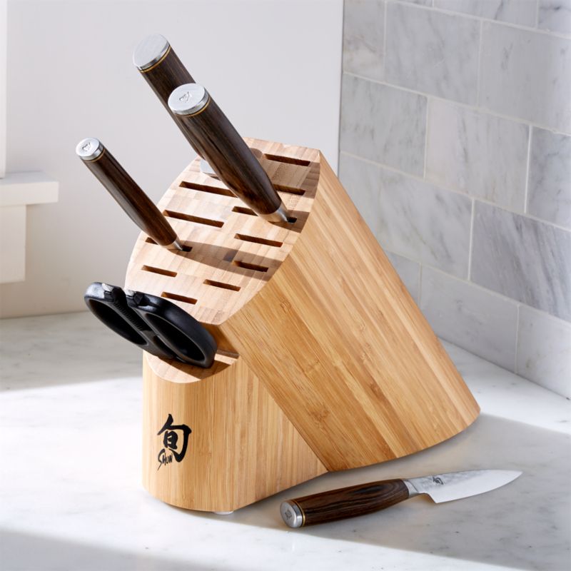 KitchenAid Premier 6-Piece Ash Wood Knife Block Set | Crate & Barrel