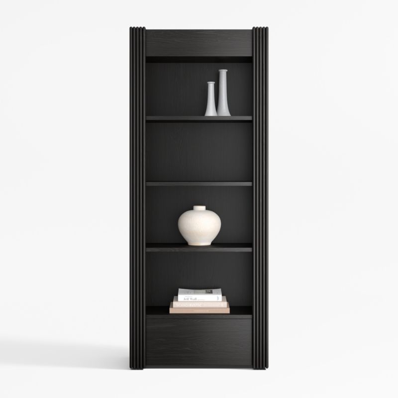 Siena 84" Black Wood 4-Shelf Storage Bookcase with Drawer - image 0 of 7