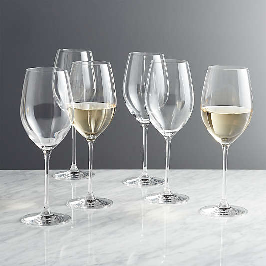 Black and White Collection 16 oz. White Wine Glasses, Set of 6