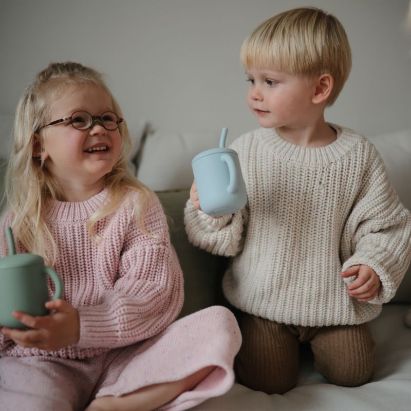 Mushie Green Silicone Baby Training Cup with Straw - image 1 of 2