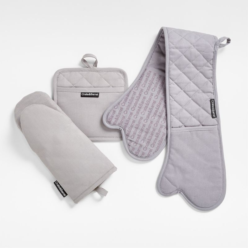 Silicone Grip Alloy Grey Double Oven Mitt + Reviews