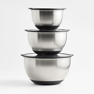 View Silicone Grip Stainless Steel Mixing Bowls with Lids, Set of 3 details