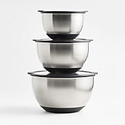 Silicone Grip Stainless Steel Mixing Bowls with Lids, Set of 3