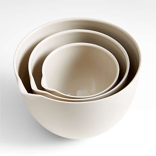 Crate & Barrel Silicone Mixing Bowls Taupe, Set of 3