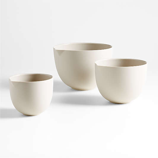 Crate & Barrel Silicone Mixing Bowls Taupe, Set of 3