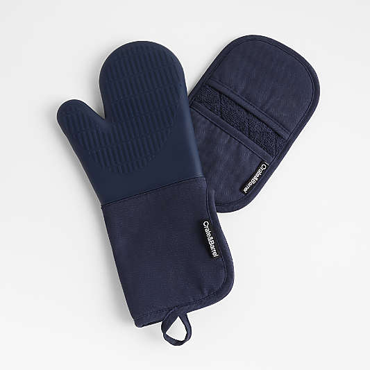 Silicone Blue Oven Mitt