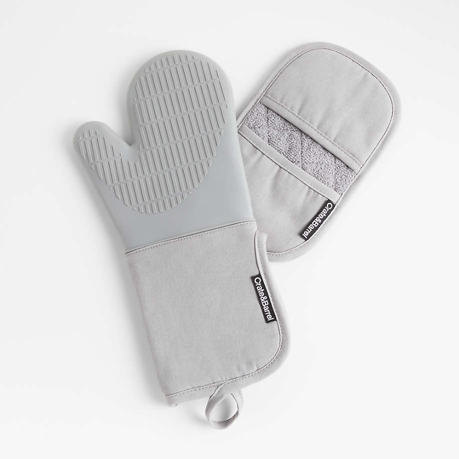 Silicone Grey Oven Mitt + Reviews | Crate & Barrel