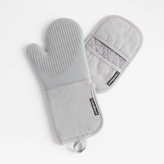 Silicone Grey Oven Mitts, Set of 2