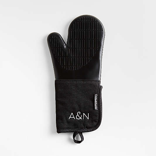 Black Organic Cotton Oven Mitt with Silicone Grip