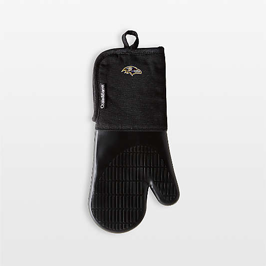 NFL Baltimore Ravens Black Organic Cotton Oven Mitt with Silicone Grip