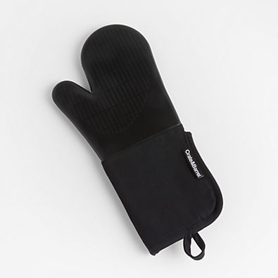 View Black Organic Cotton Oven Mitt with Silicone Grip details