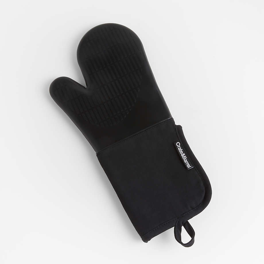 Silicone Black Oven Mitts, Set of 2