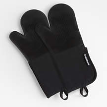 Silicone Black Oven Mitts, Set of 2 | Crate & Barrel