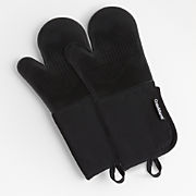 KitchenAid Onyx Black Ribbed Soft Silicone Oven Mitts, Set of 2