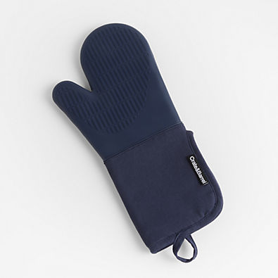 View Blue Organic Cotton Oven Mitt with Silicone Grip details