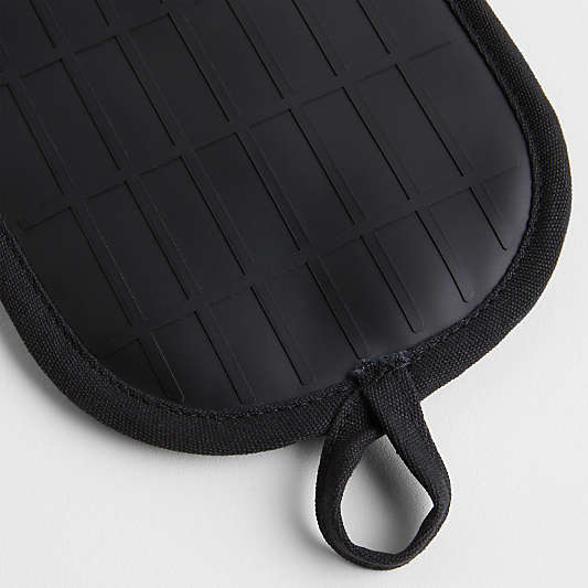 Black Organic Cotton Pot Holders with Silicone Grip, Set of 2