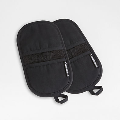 View Black Organic Cotton Pot Holders with Silicone Grip, Set of 2 details