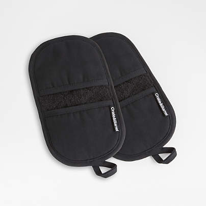 Black Organic Cotton Pot Holders with Silicone Grip, Set of 2