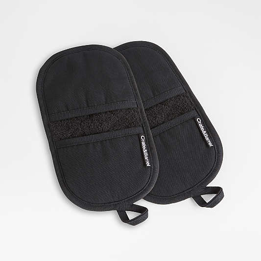 Black Organic Cotton Pot Holders with Silicone Grip, Set of 2