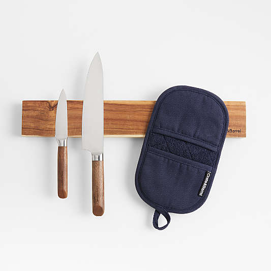Blue Organic Cotton Pot Holders with Silicone Grip, Set of 2