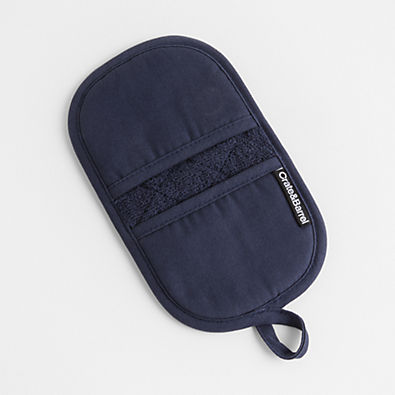 View Blue Organic Cotton Pot Holder with Silicone Grip details