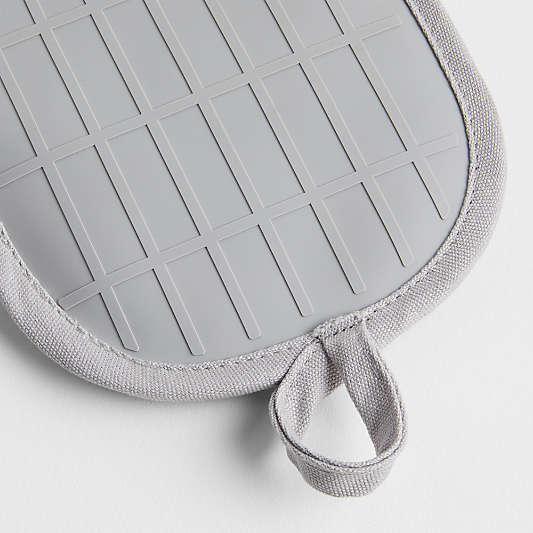 Grey Organic Cotton Pot Holders with Silicone Grip, Set of 2