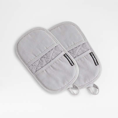 Grey Organic Cotton Pot Holders with Silicone Grip, Set of 2