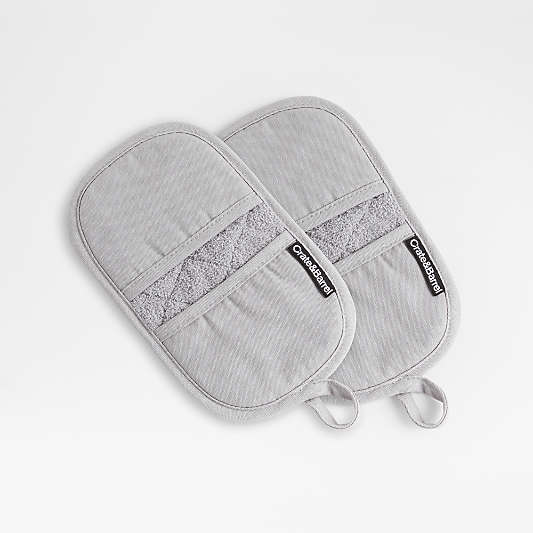 Grey Organic Cotton Pot Holders with Silicone Grip, Set of 2