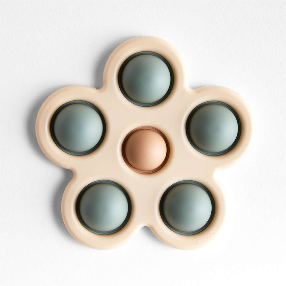 Mushie Silicone Green Flower Baby Press Toy + Reviews Crate & Kids