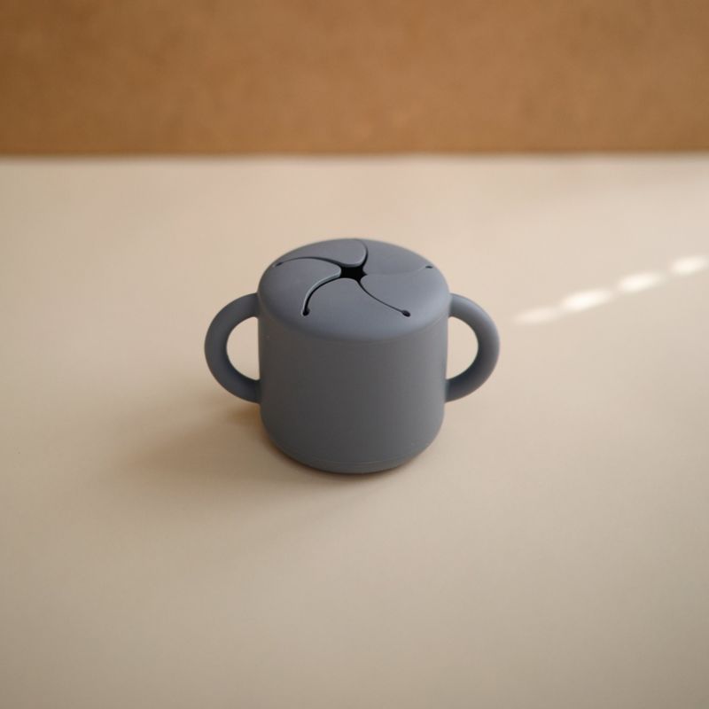 Mushie Blue Silicone Baby Snack Cup - image 1 of 3