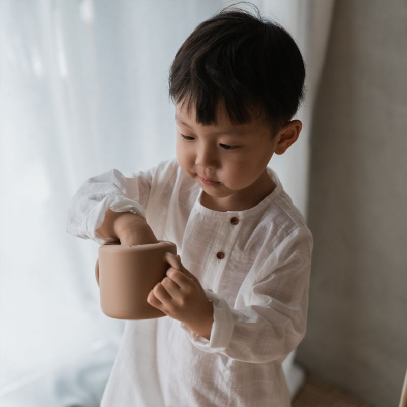 Mushie Natural Beige Silicone Baby Snack Cup