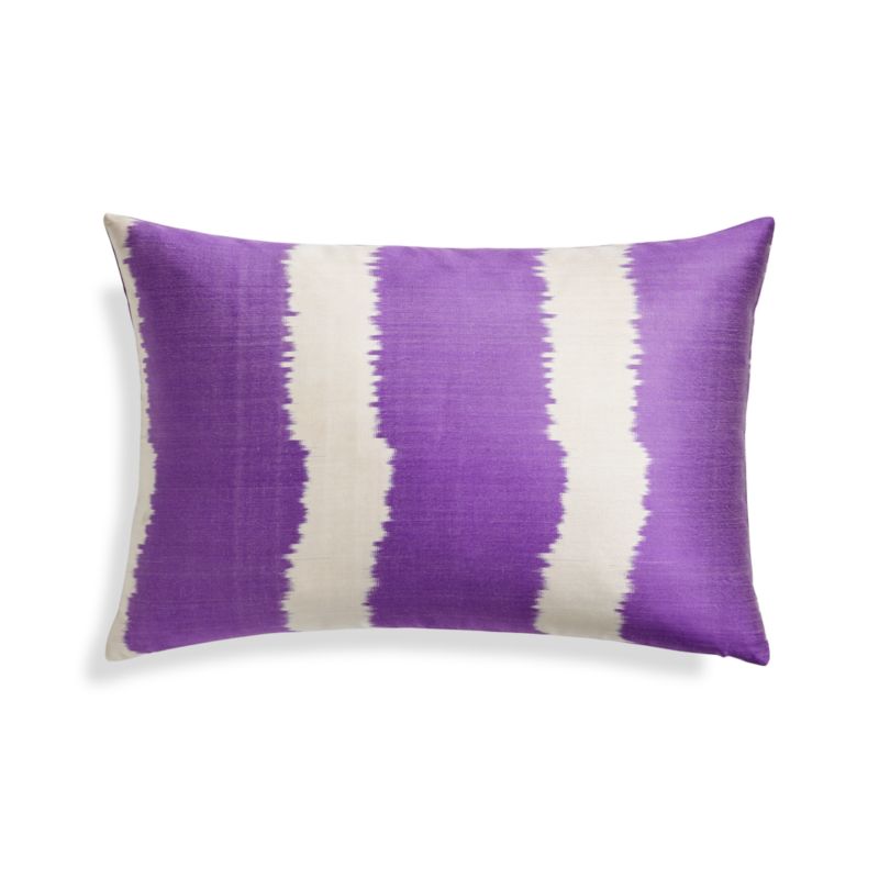 Silk Ikat Decorative Throw Pillow Cover Purple Stripe 22