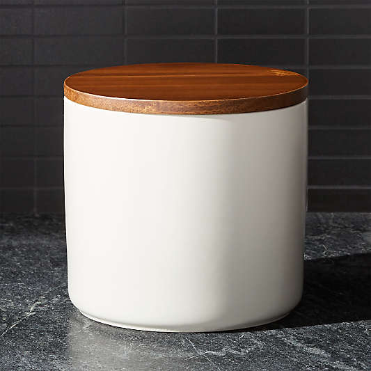 Silo Cream 64 Oz. Wood Lid Canister