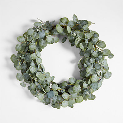 View Faux Silver Dollar Eucalyptus Wreath 28" details